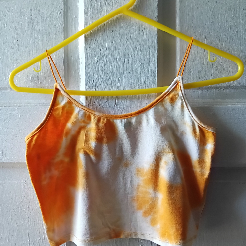 Heart & Hips Orange White Sleeveless Crop Top